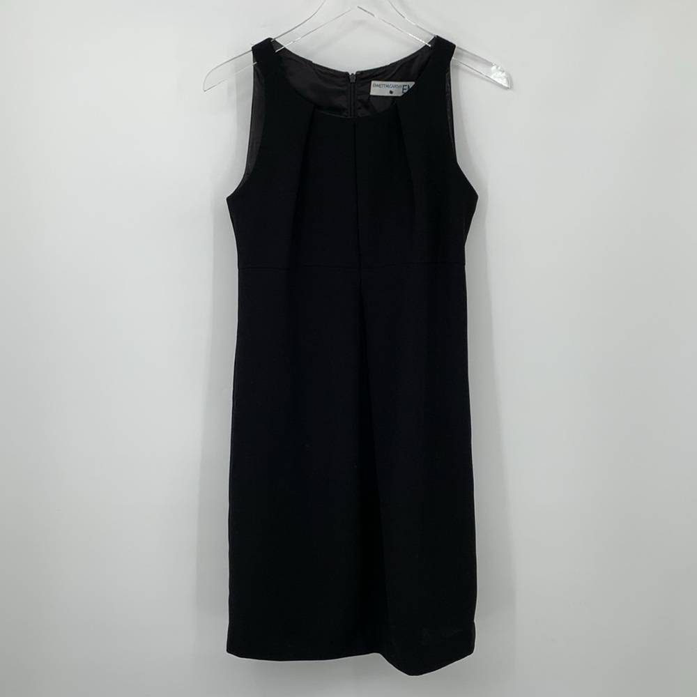 Emmett McCarthy EMc2 sleeveless shift dress black crepe pleating scoop neck 2